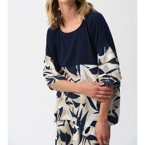 NEW JOSEPH RIBKOFF tropical print 3/4 sleeves boxy top